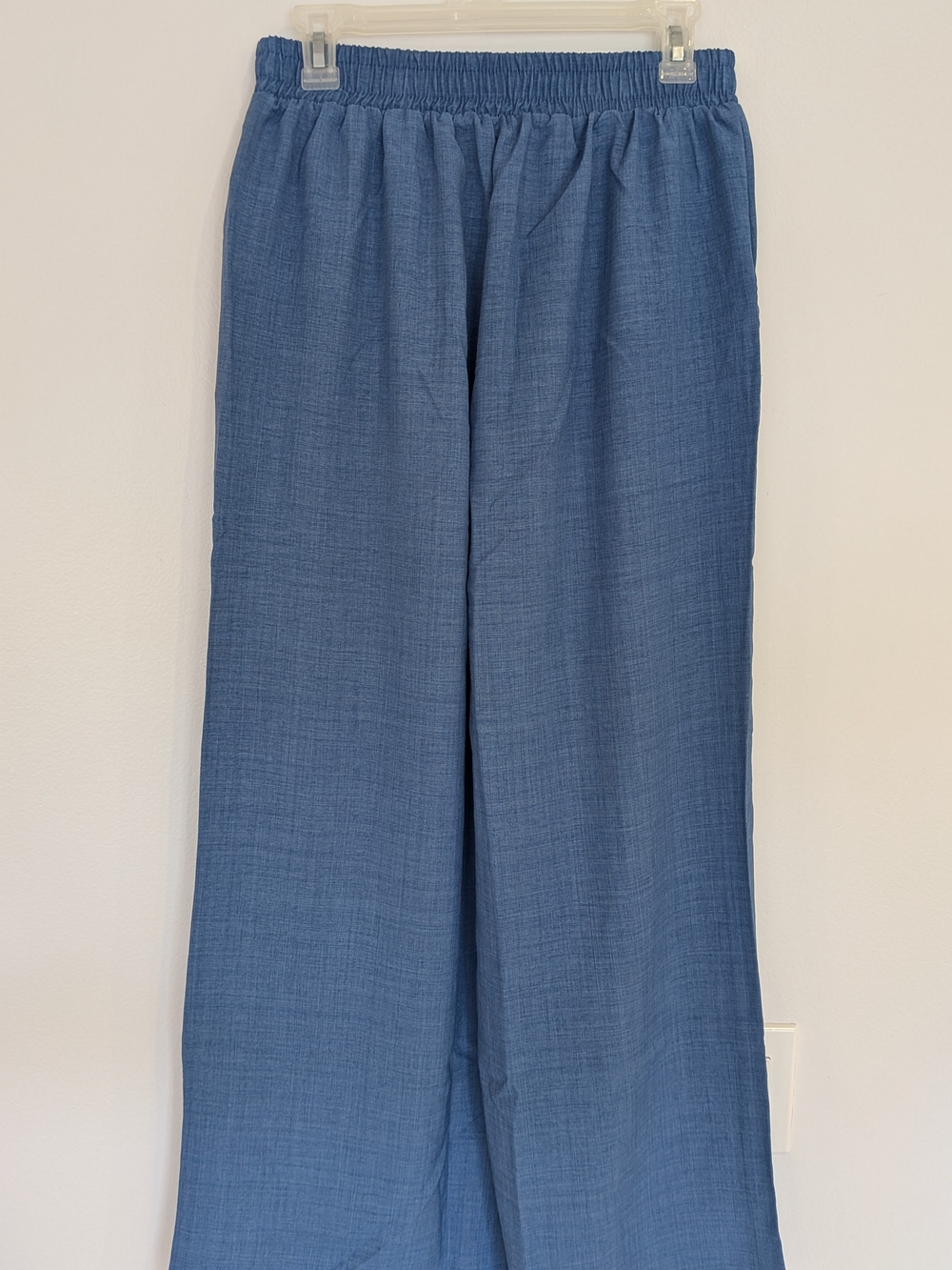 Women’s Blue Wide Leg Palazzo Pants L Fits M Lightweight Gold Rhinestone NWT - Picture 12 of 14